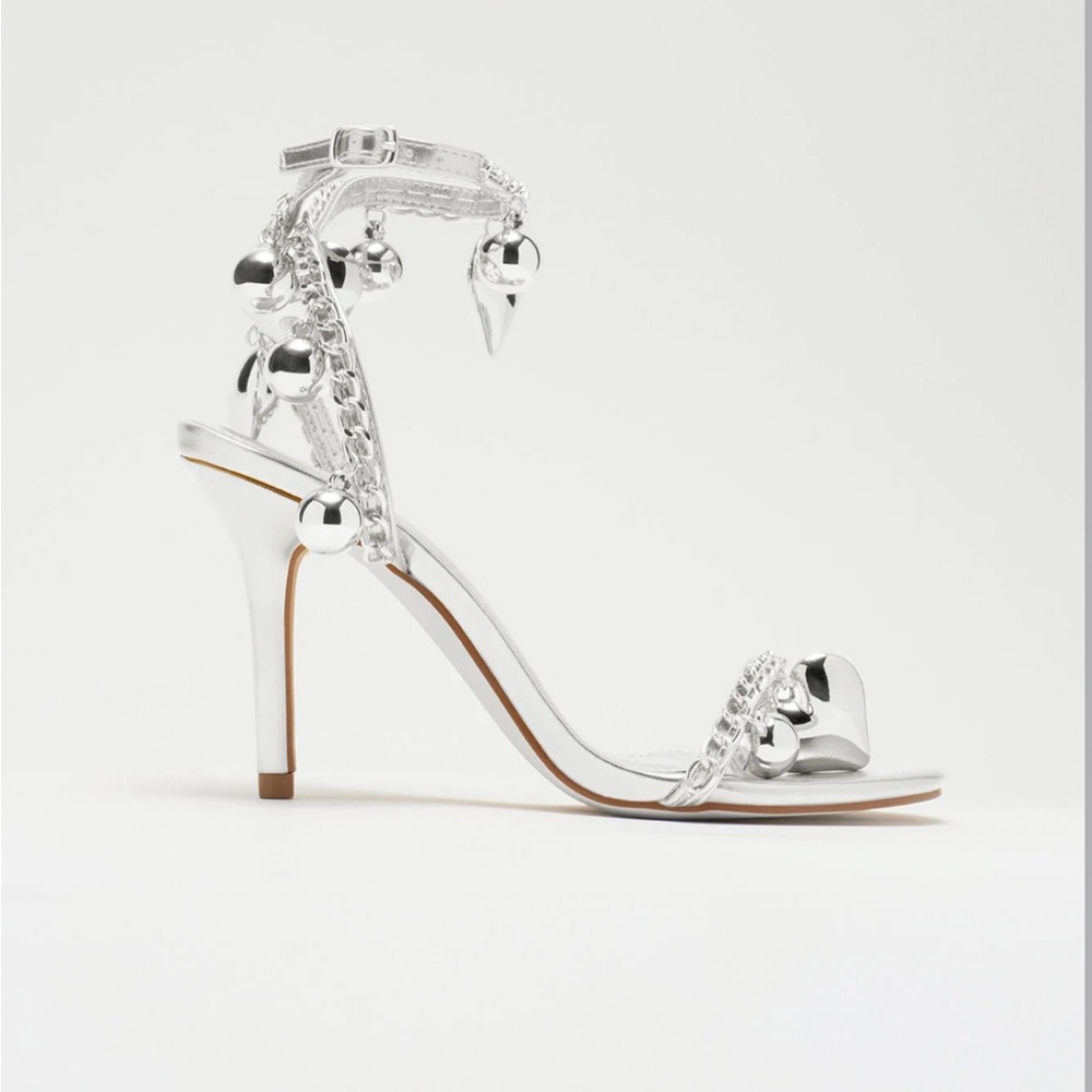 Fashion Nova Silver Embellished Heels
